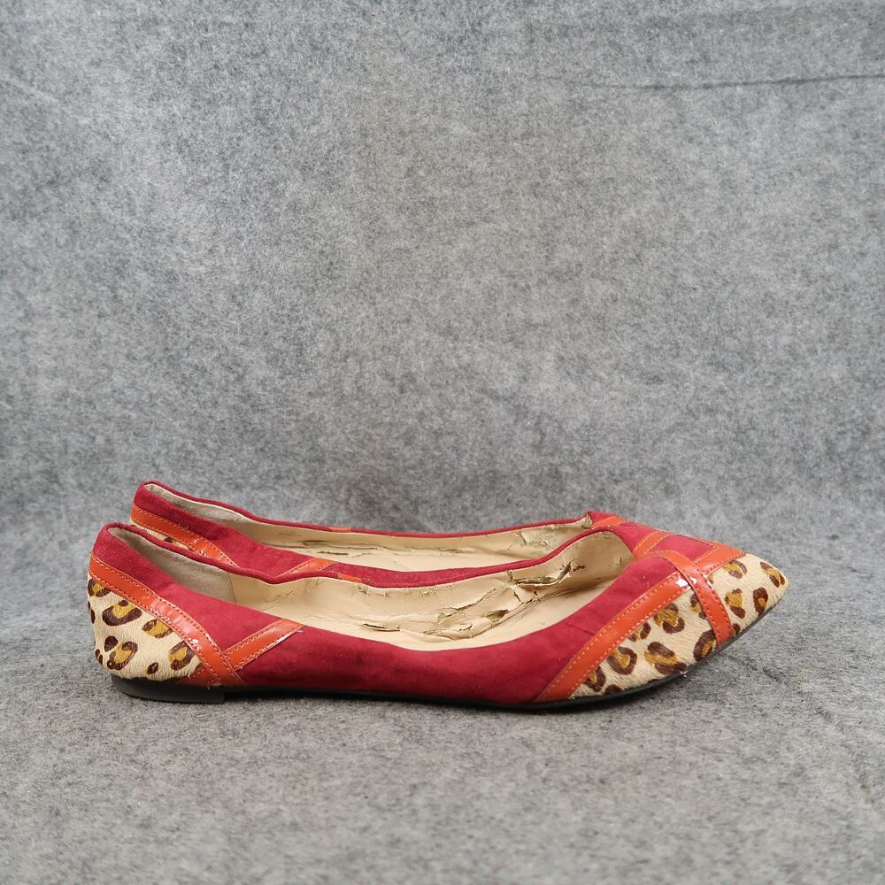 Enzo Angiolini Shoes Womens 9.5 Ballet Flat Loafer Slip On Animal Print Fur Red